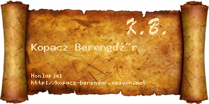 Kopacz Berengár névjegykártya